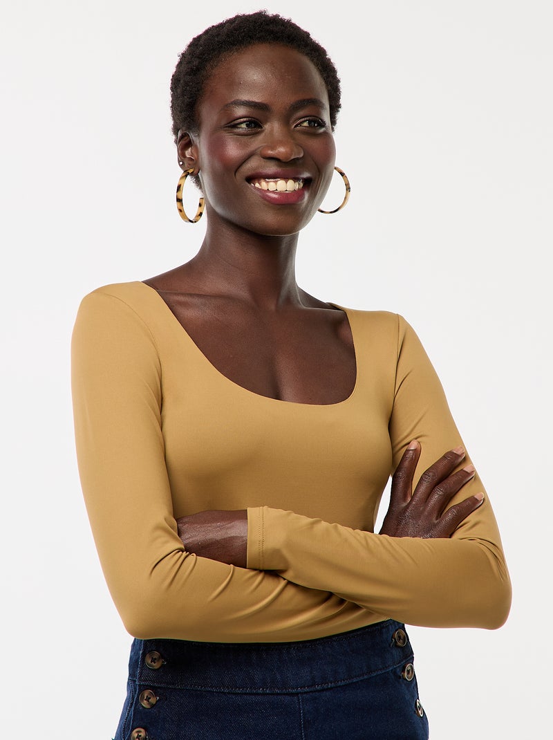 Body manches longues et col rond Vert - Kiabi