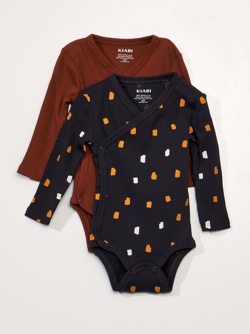 Body manches longues Gris/orange - Kiabi