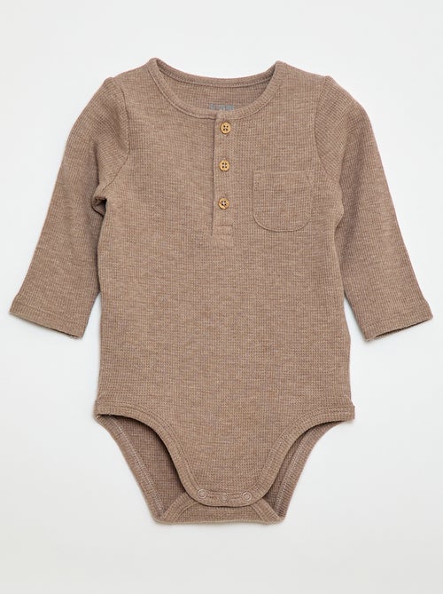 Body manches longues maille gaufrée - Kiabi