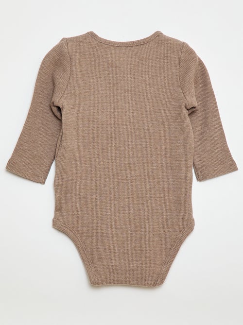 Body manches longues maille gaufrée - Kiabi