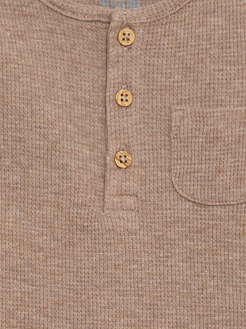Body manches longues maille gaufrée Marron - Kiabi