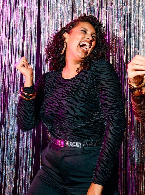 Body manches longues transparent flock zebre - Kiabi