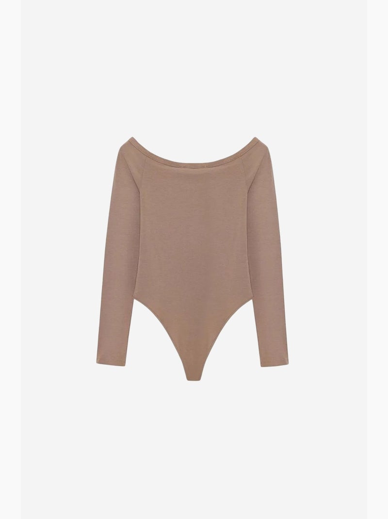 Body met boothals aansluitend dilvin Taupe - Kiabi