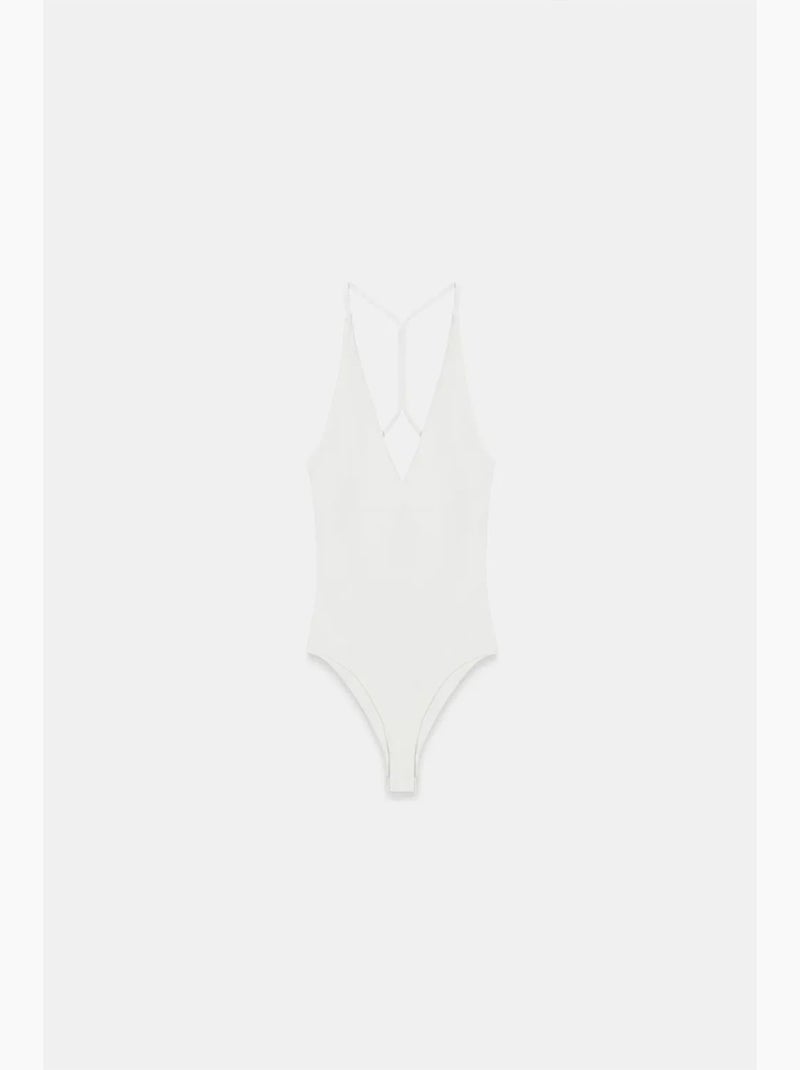 Body met cut-out halterhals aansluitend dilvin Ecru - Kiabi
