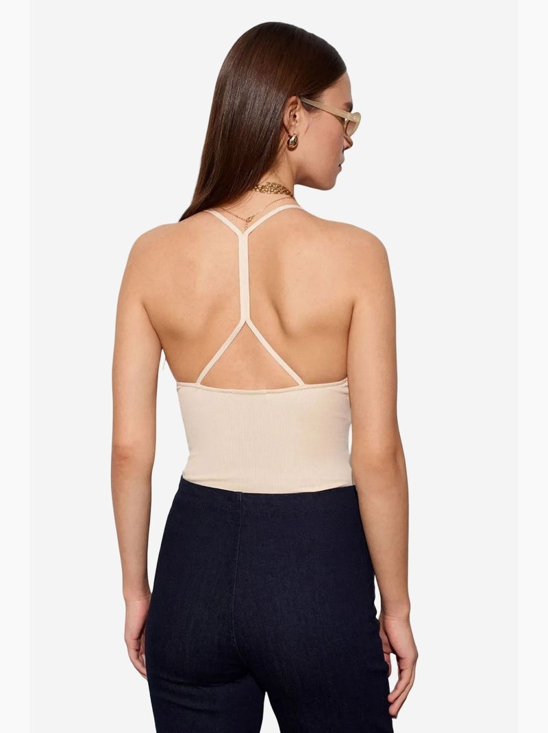 Body met cut-out halterhals aansluitend dilvin Klei-beige - Kiabi