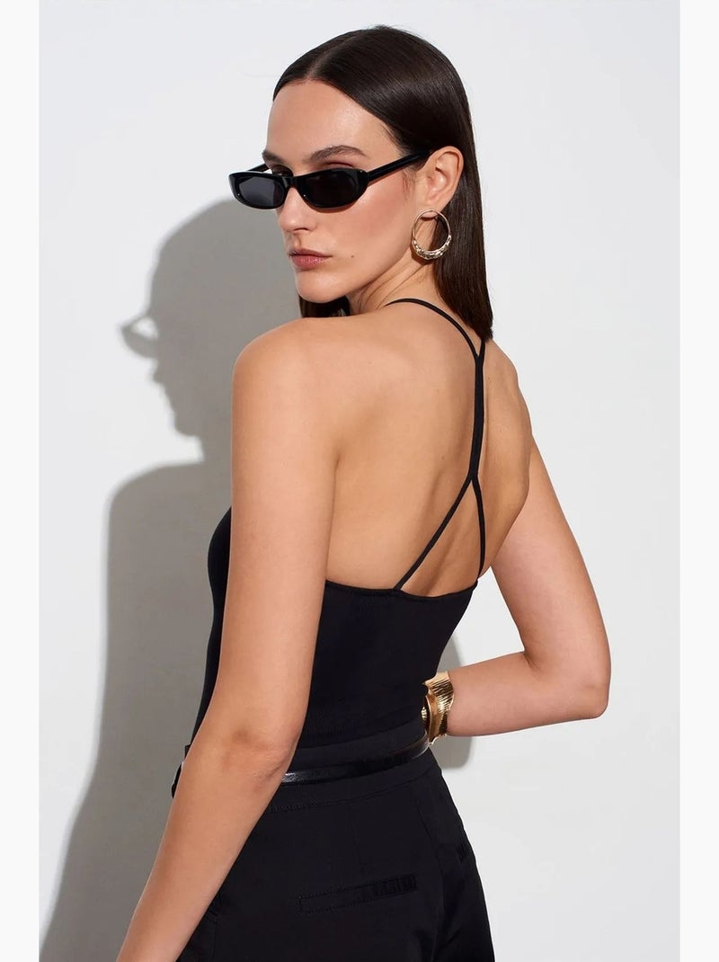 Body met cut-out halterhals aansluitend dilvin Zwart - Kiabi