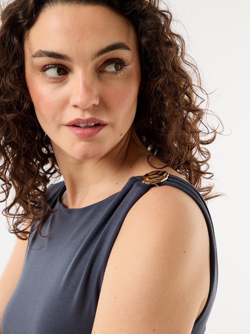 Body met diepe ruguitsnijding en goudkleurig detail Blauw - Kiabi