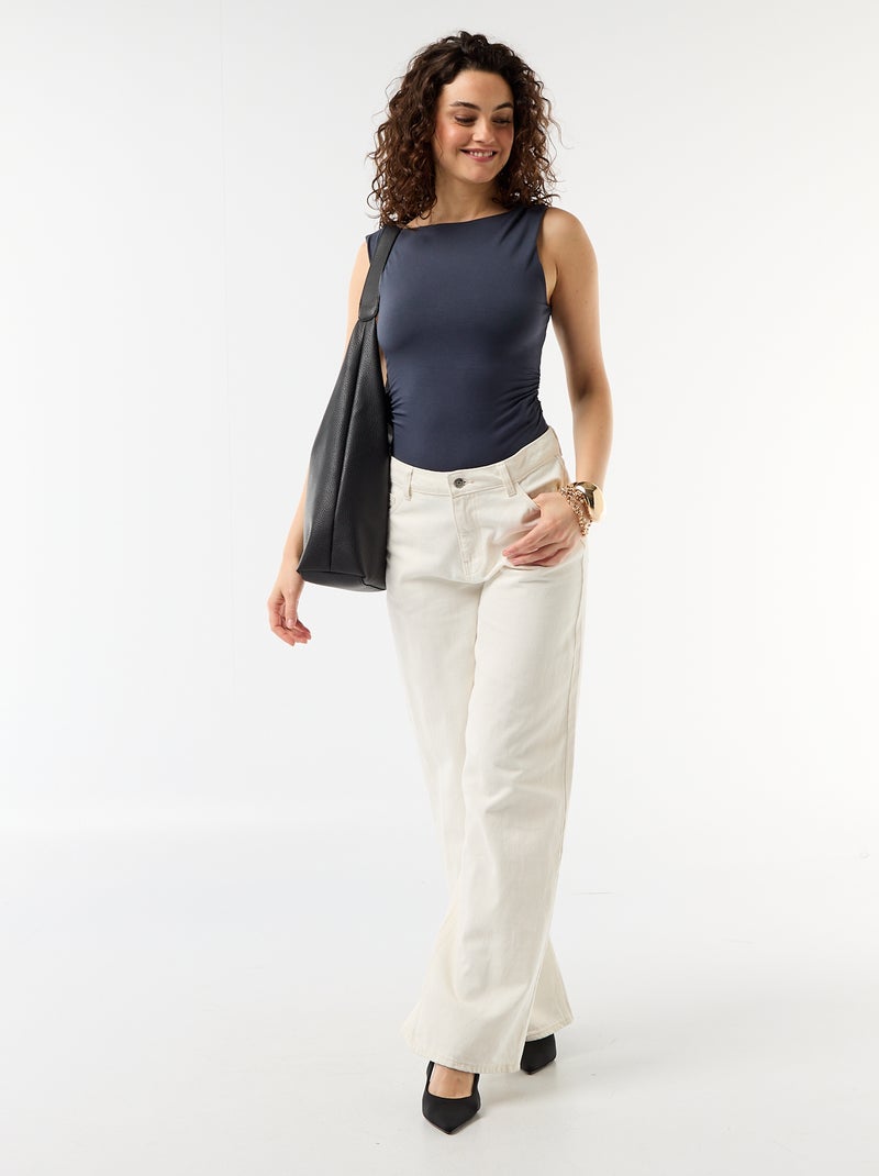 Body met diepe ruguitsnijding en goudkleurig detail Blauw - Kiabi