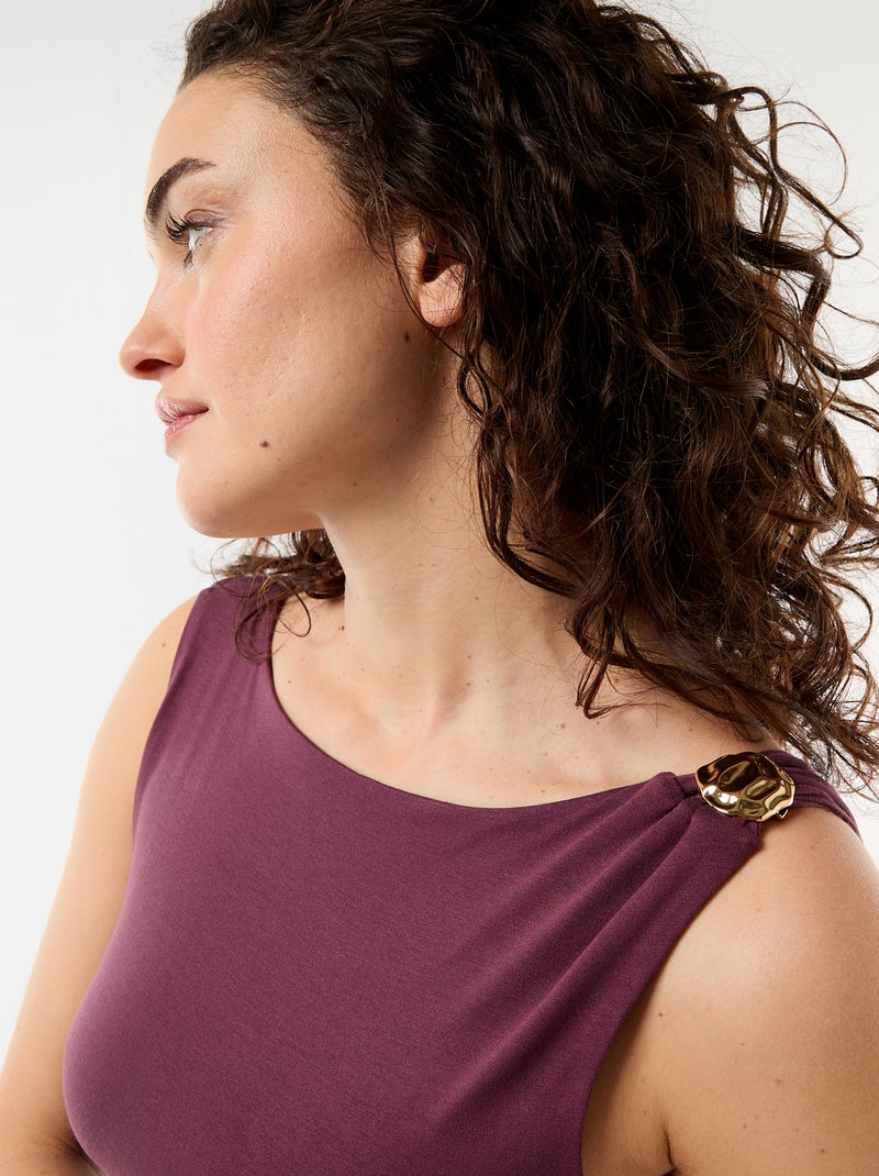 Body met diepe ruguitsnijding en goudkleurig detail Paars - Kiabi