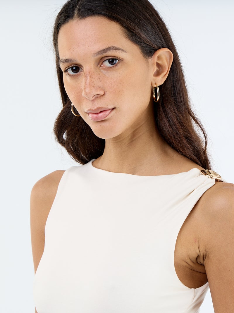 Body met diepe ruguitsnijding en goudkleurig detail Wit - Kiabi