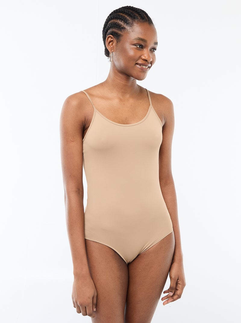 Body met fijne schouderbandjes Biege - Kiabi