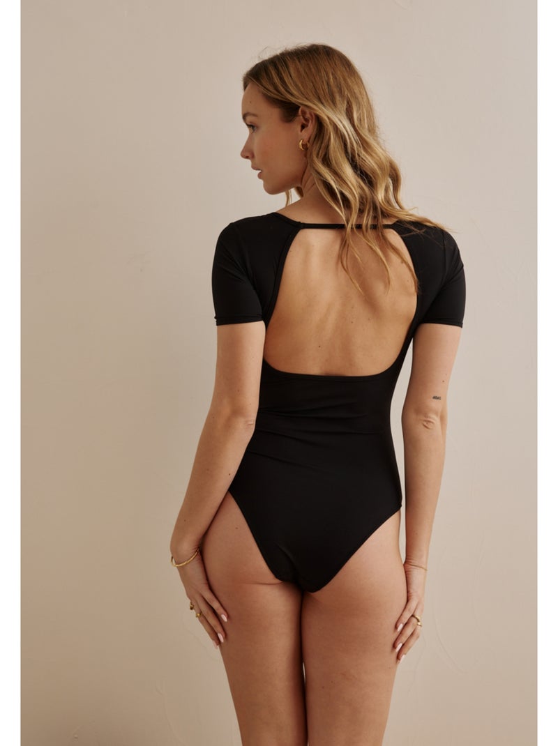 Body met korte mouwen en ingebouwde bralette lou Zwart - Kiabi
