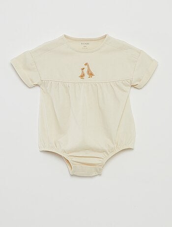 Body met korte mouwen met omslagje en borduursel