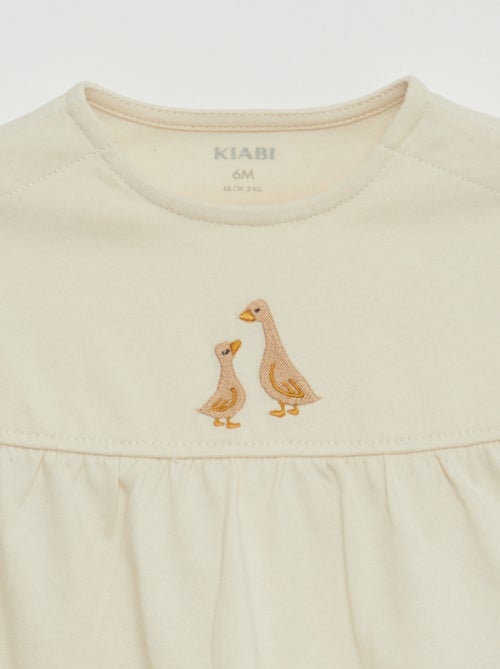 Body met korte mouwen met omslagje en borduursel - Kiabi