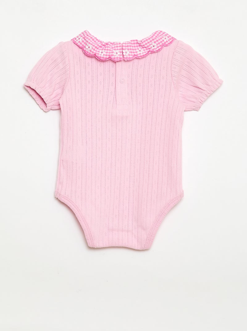 Body met kraagje met vichymotief Rose - Kiabi