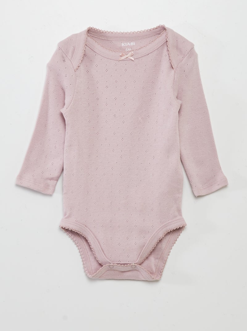 Body met lange mouw en envelophals - Setje van 3 paar ROSE - Kiabi