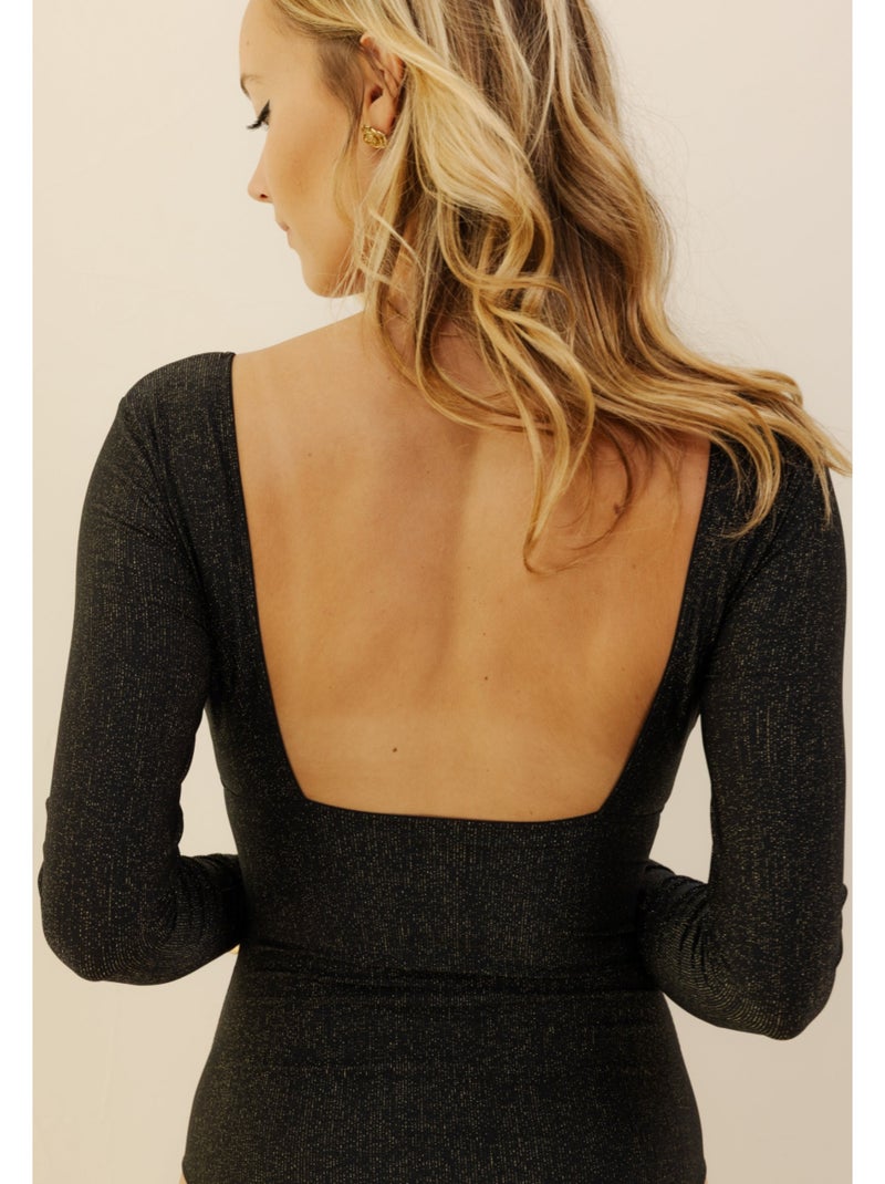 Body met lange mouwen craquante Zwart - Kiabi