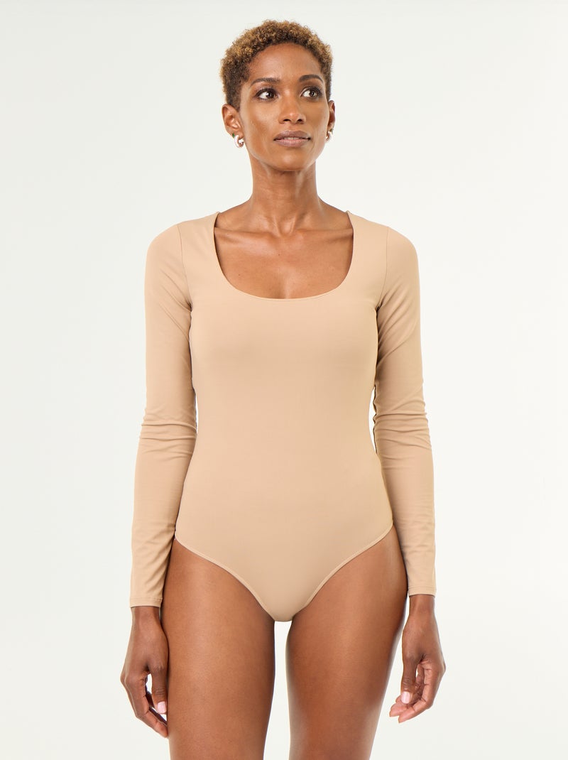 Body met lange mouwen en ronde hals - Biege - Kiabi