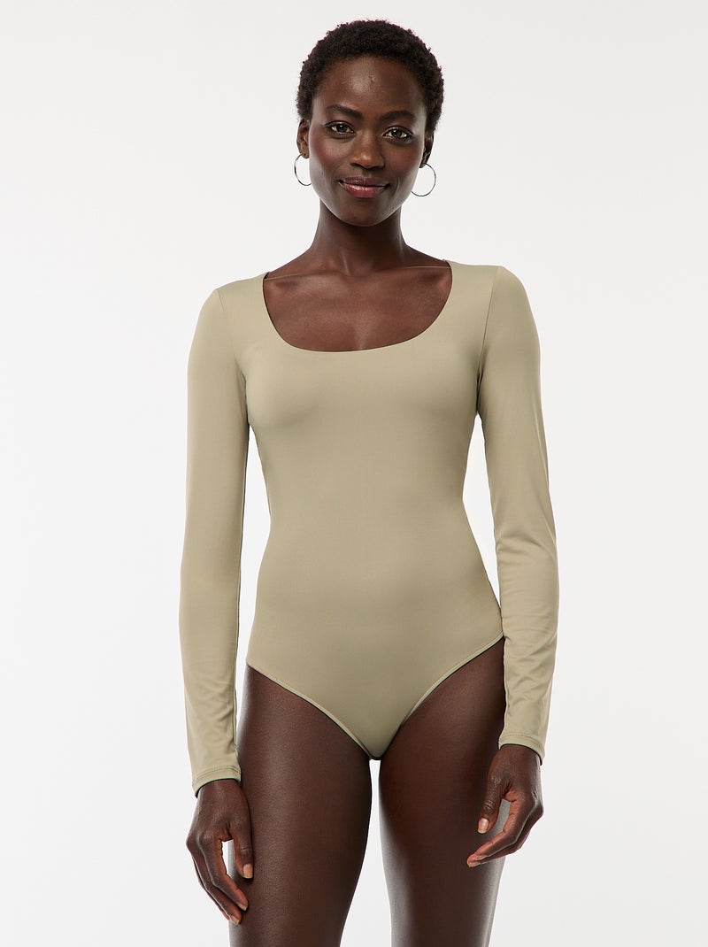 Body met lange mouwen en ronde hals - Groen - Kiabi