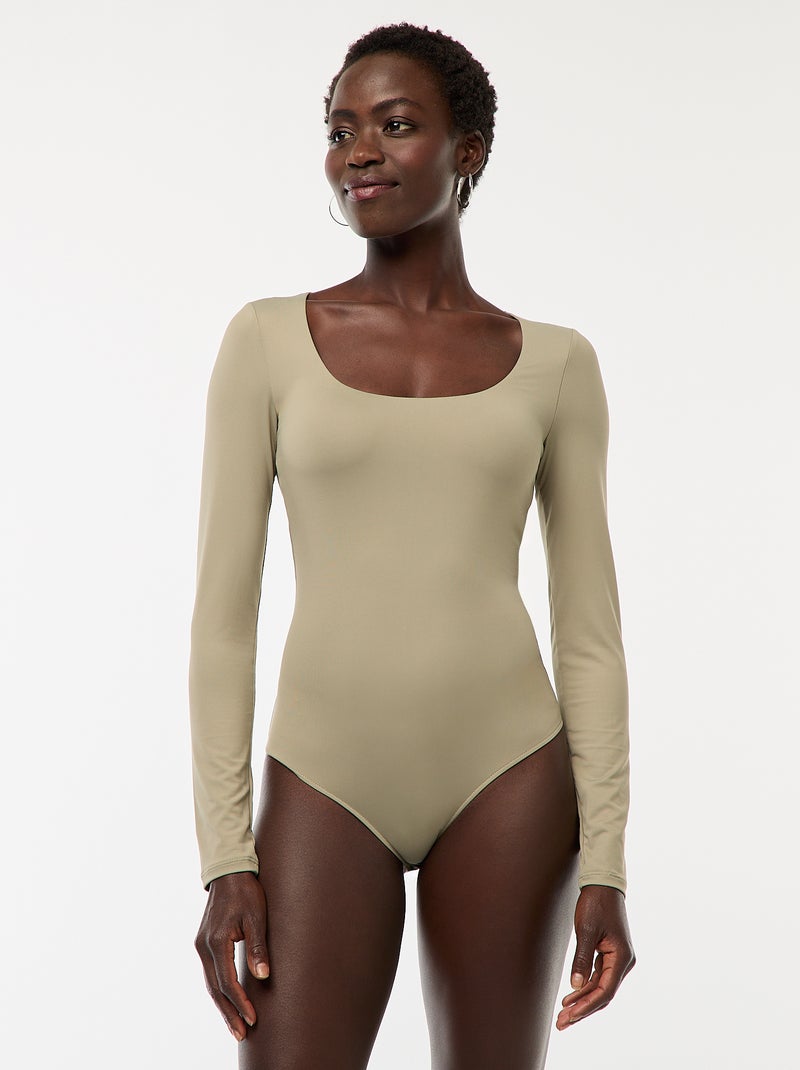 Body met lange mouwen en ronde hals - Groen - Kiabi