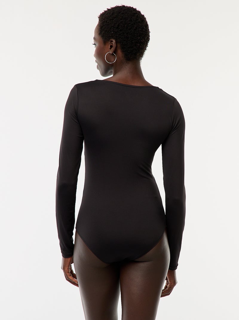 Body met lange mouwen en ronde hals - zwart - Kiabi