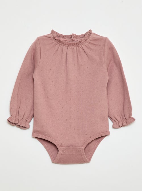 Body met lange mouwen van pointelle tricot - Kiabi