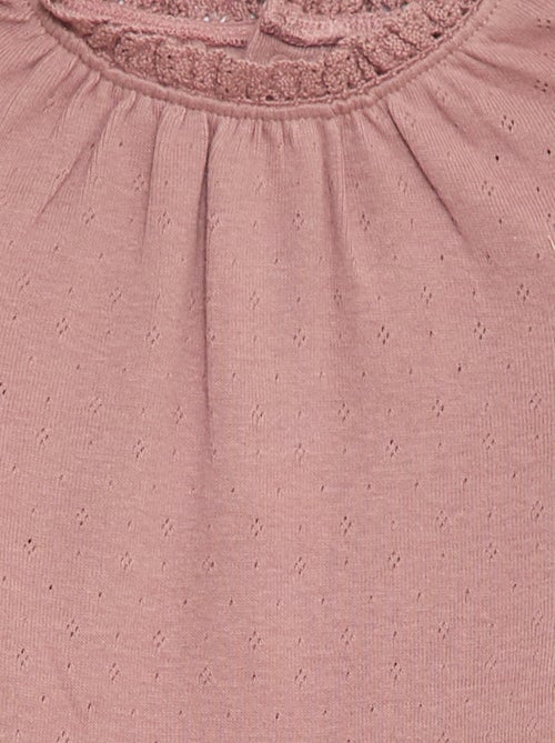 Body met lange mouwen van pointelle tricot - Kiabi