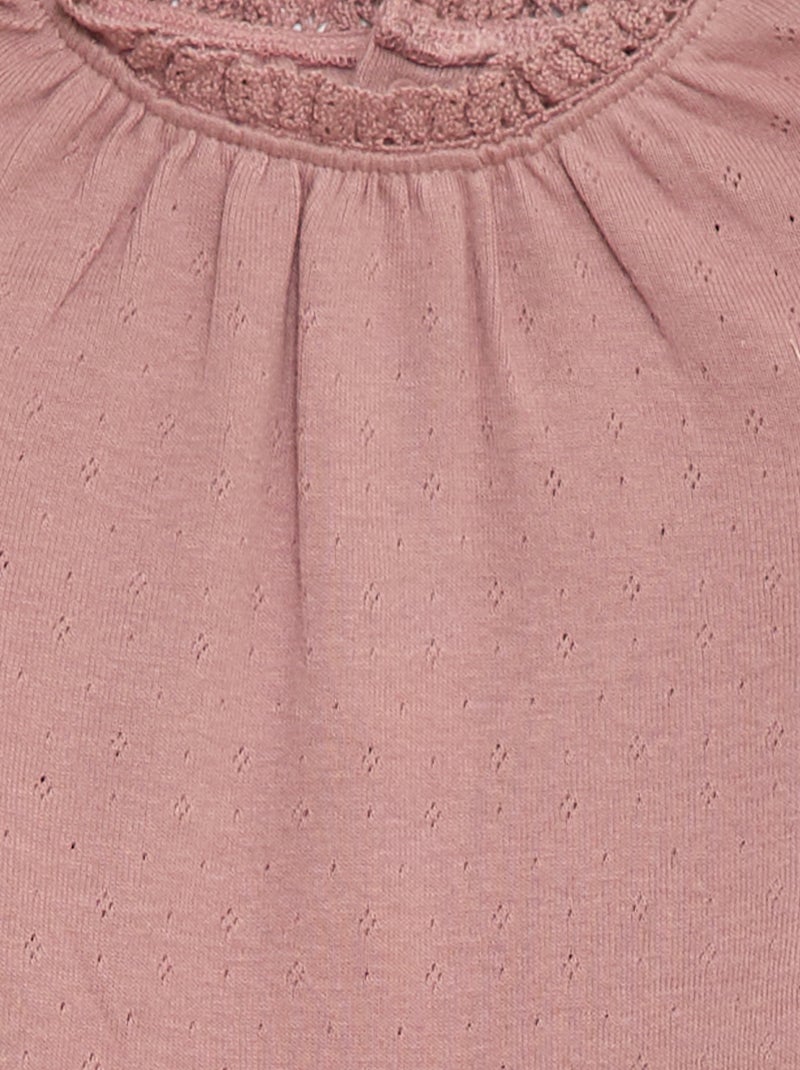 Body met lange mouwen van pointelle tricot Rose - Kiabi