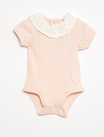 Body met lange mouwen van ribtricot en sierlijke kraag