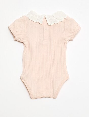 Body met lange mouwen van ribtricot en sierlijke kraag