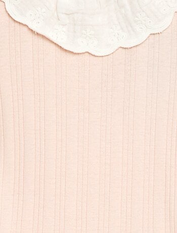 Body met lange mouwen van ribtricot en sierlijke kraag