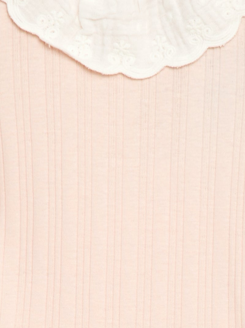 Body met lange mouwen van ribtricot en sierlijke kraag Rose - Kiabi
