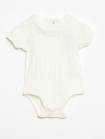 Body met lange mouwen van ribtricot en sierlijke kraag