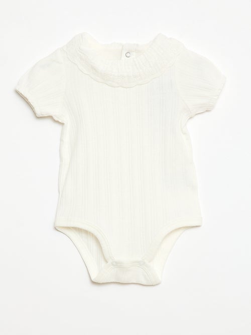 Body met lange mouwen van ribtricot en sierlijke kraag - Kiabi