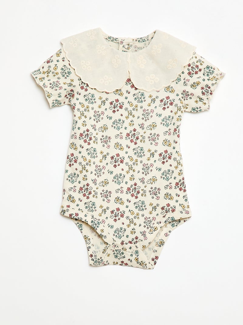 Body met Peter Pan-kraag en bloemenprint Wit - Kiabi