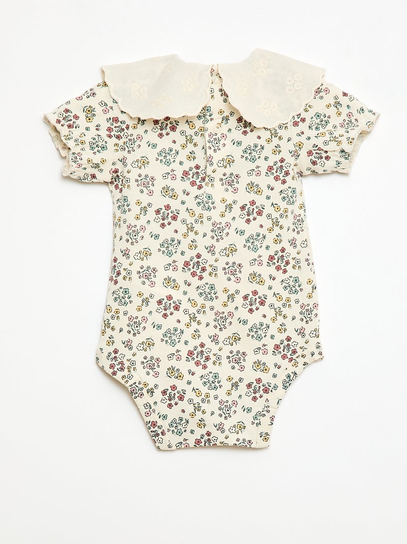 Body met Peter Pan-kraag en bloemenprint Wit - Kiabi
