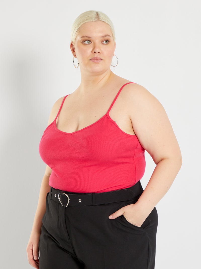 Body met ribbeltextuur roze - Kiabi