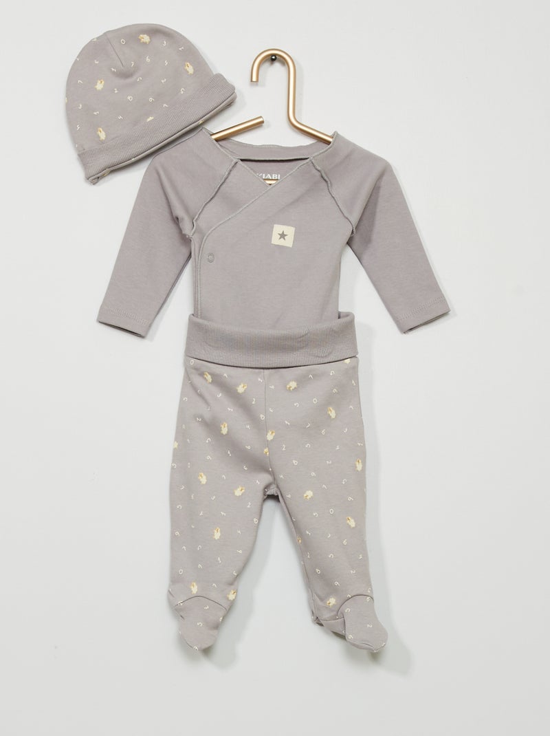 Body + pantalon + bonnet - 3 pièces Gris - Kiabi