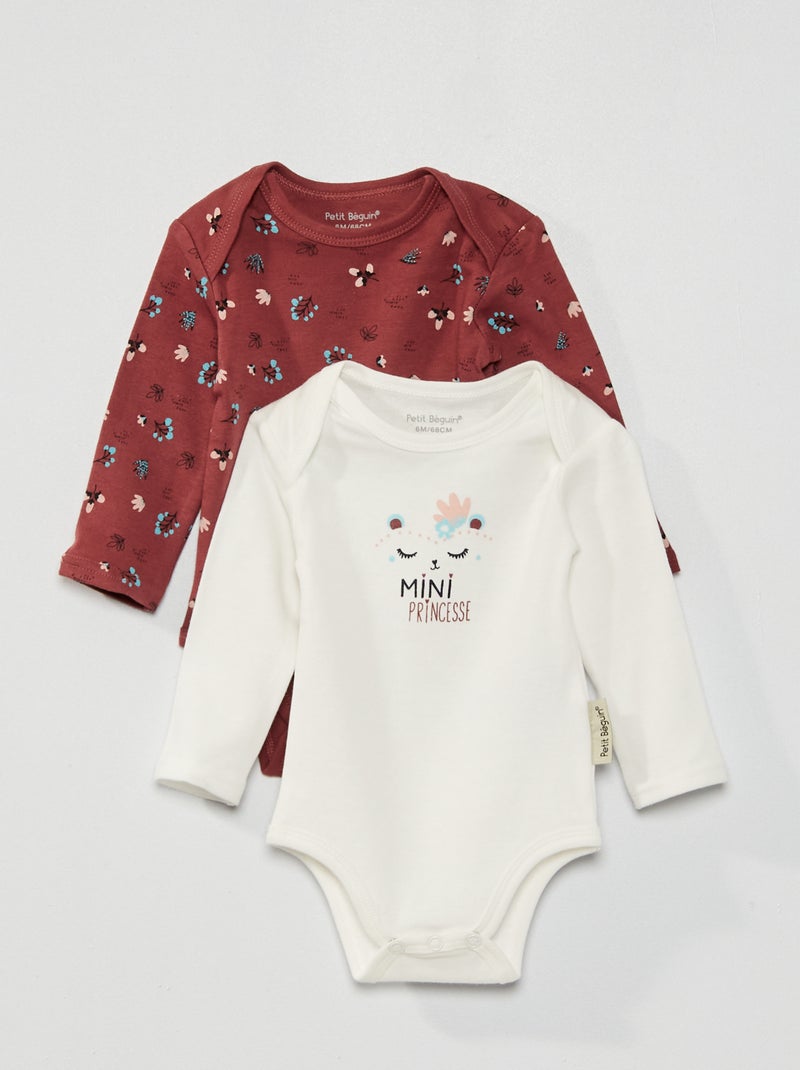 Body 'Petit Béguin' - Lot de 2 rose/blanc - Kiabi