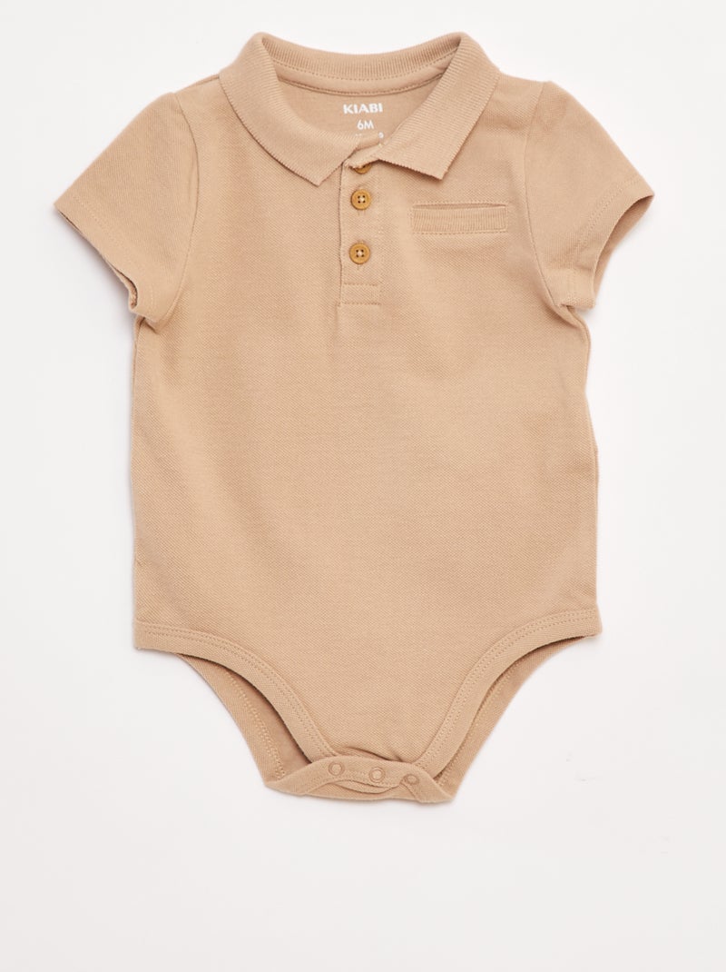 Body polo à manches courtes Beige - Kiabi