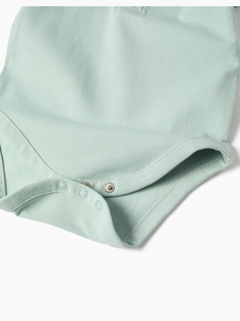 Body polo en coton à rayures Vert clair - Kiabi