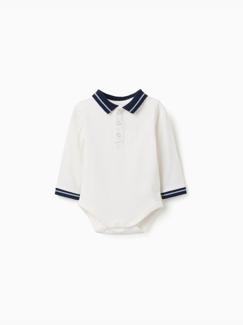Body polo en coton avec col contrastant - Kiabi