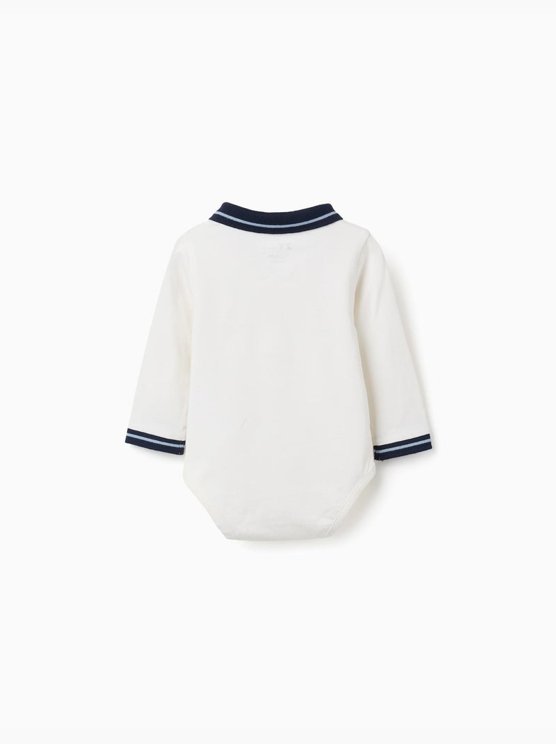 Body polo en coton avec col contrastant Blanc - Kiabi