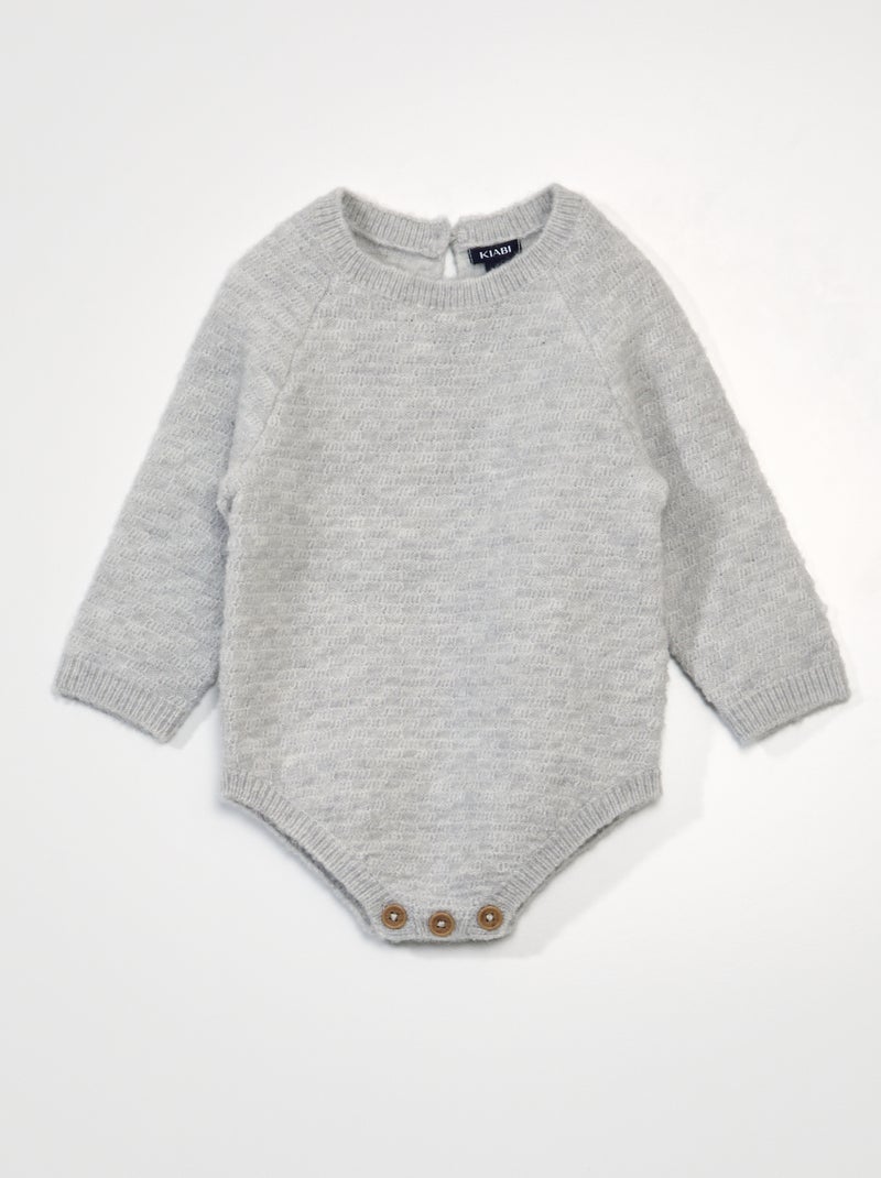 Body pull en tricot point fantaisie Gris clair - Kiabi