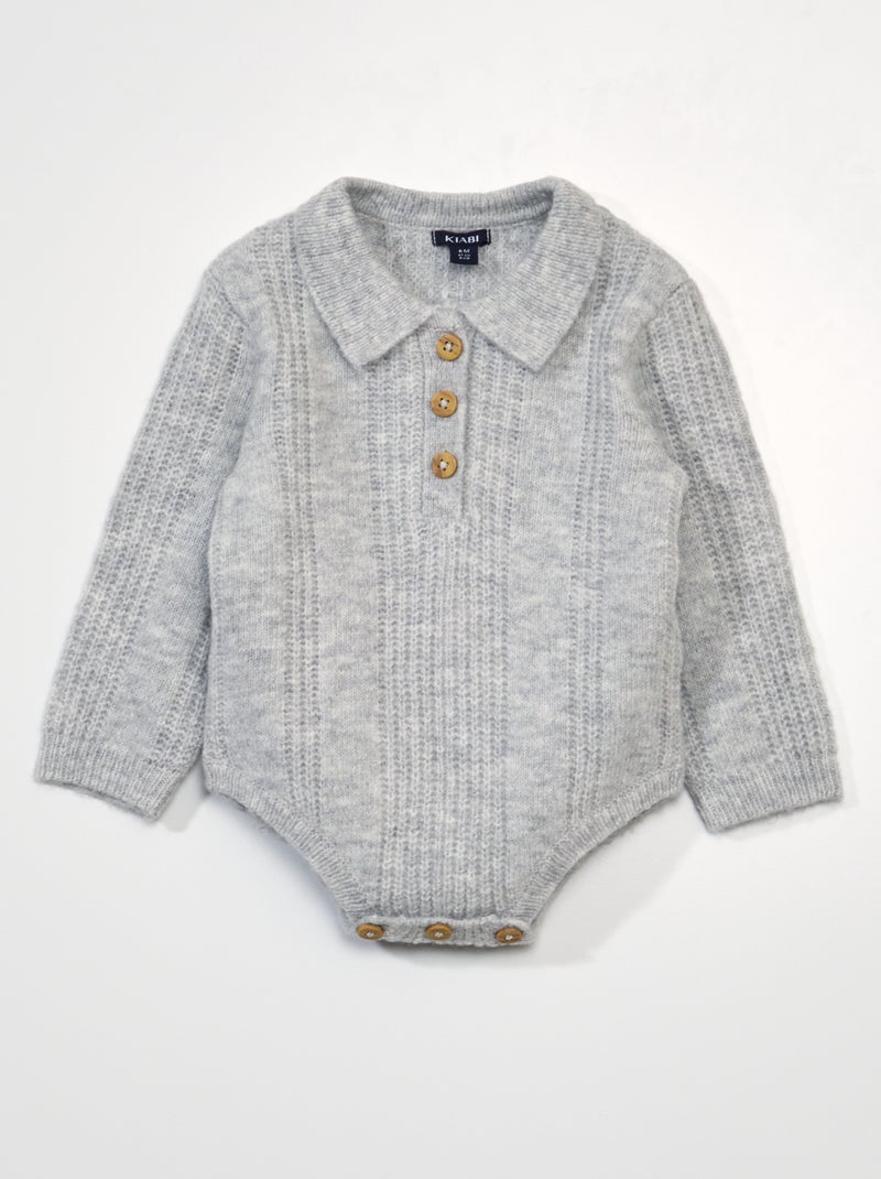 Body pull tricot avec col polo Gris - Kiabi