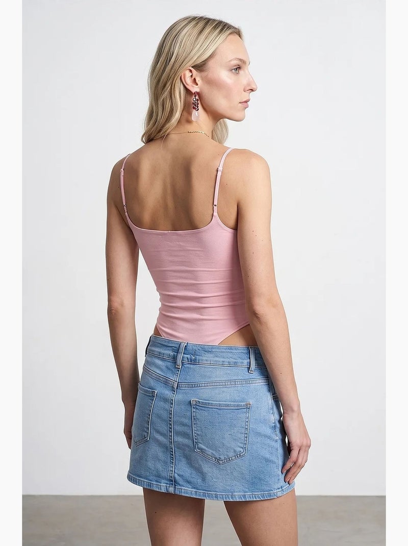 Body sans manches à col carré dilvin Rose dragée - Kiabi