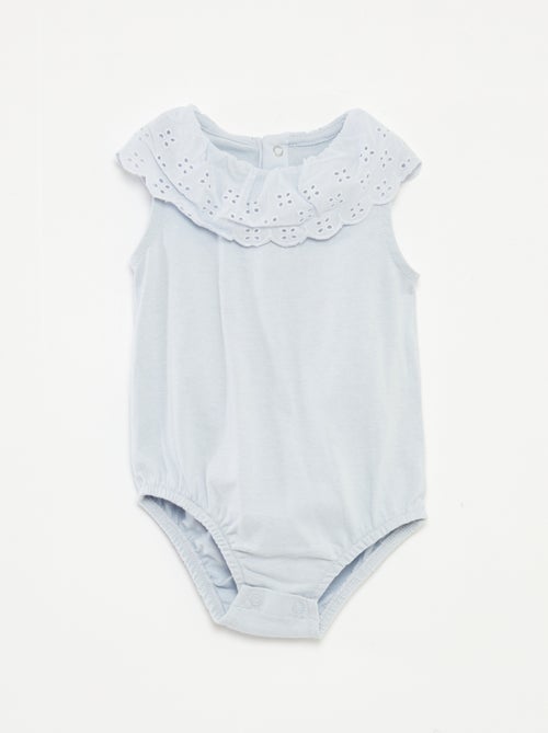 Body sans manches à col large en broderies anglaises - Kiabi