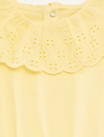 Body sans manches à col large en broderies anglaises