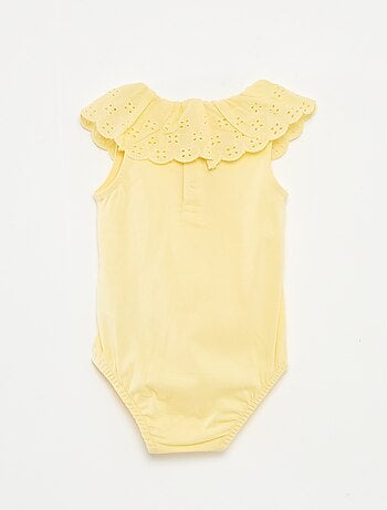 Body sans manches à col large en broderies anglaises