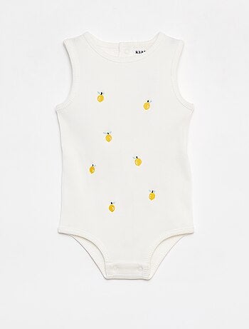 Body sans manches côtelé et brodé
